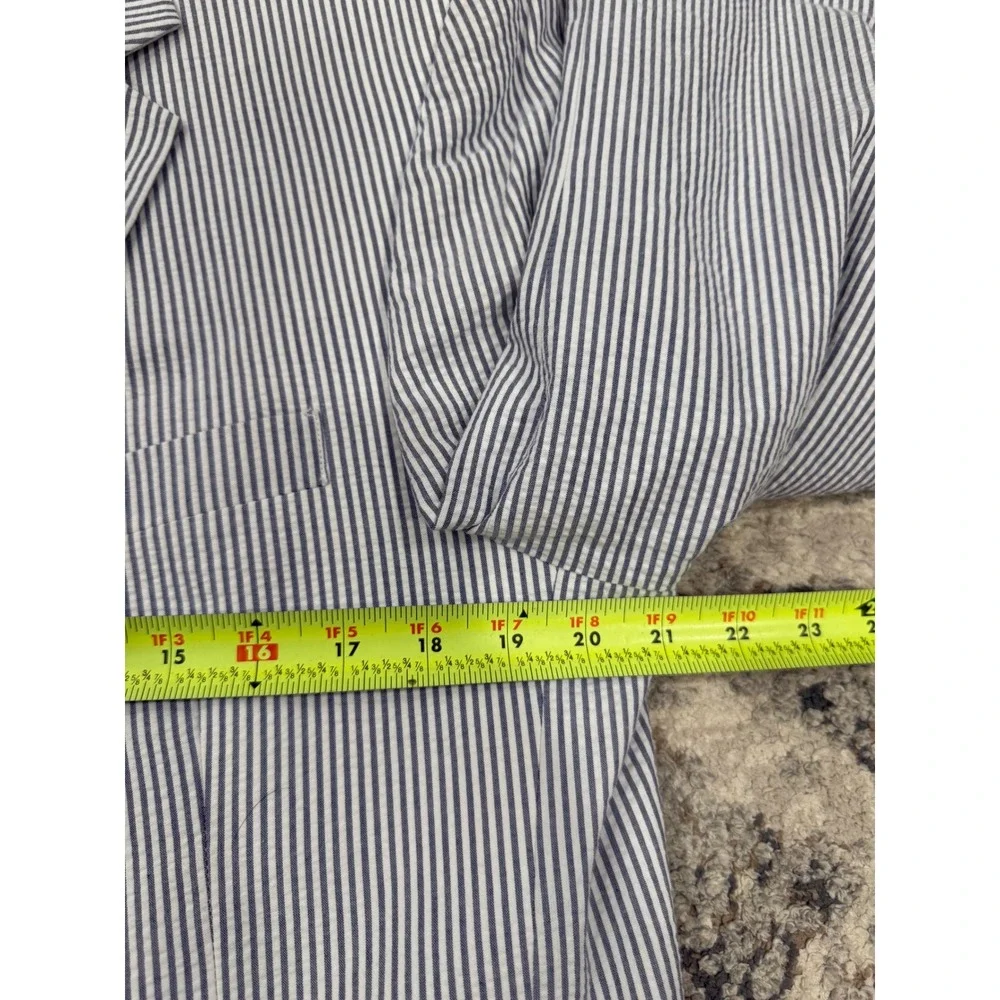 Jos A Bank Mens 42R Seersucker Blazer Blue White Striped Sport Coat 2 Button